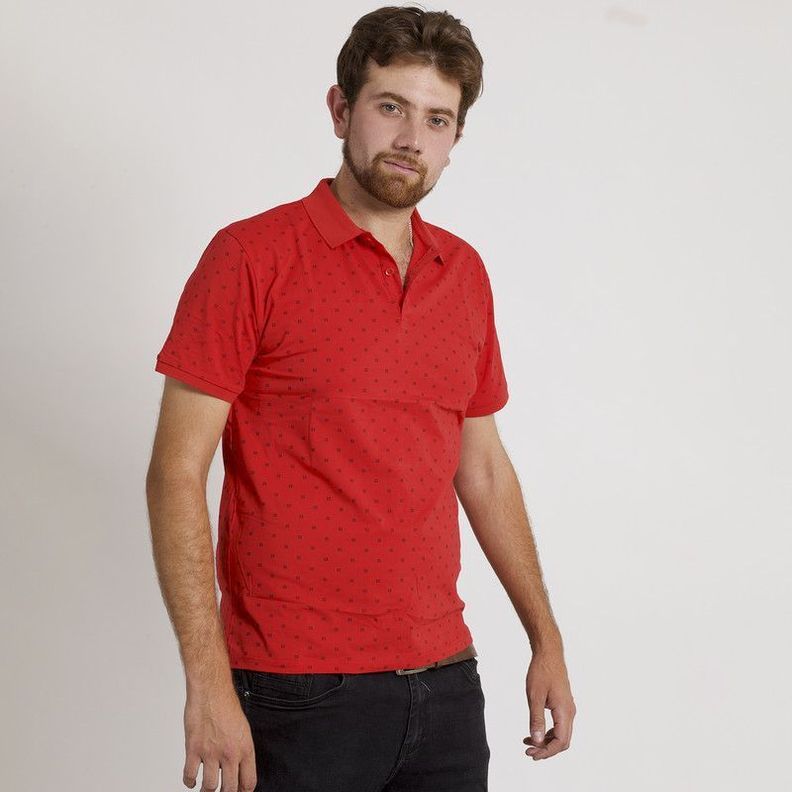 POLERA HOMBRE MC CUELLO POLO ROJA /CUADROS-1