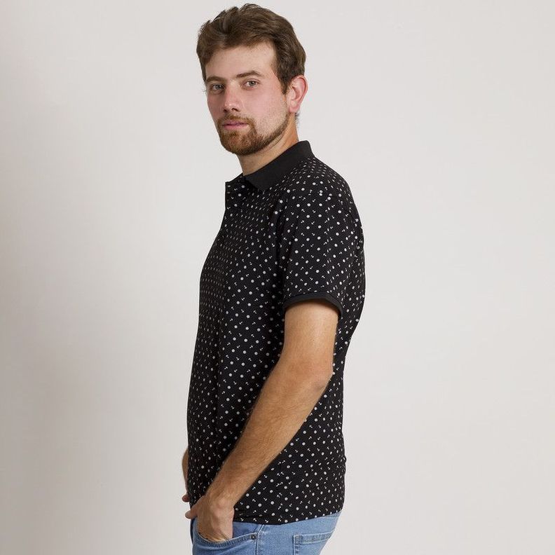 POLERA HOMBRE MC CUELLO POLO NEGRA / ANCLA-2