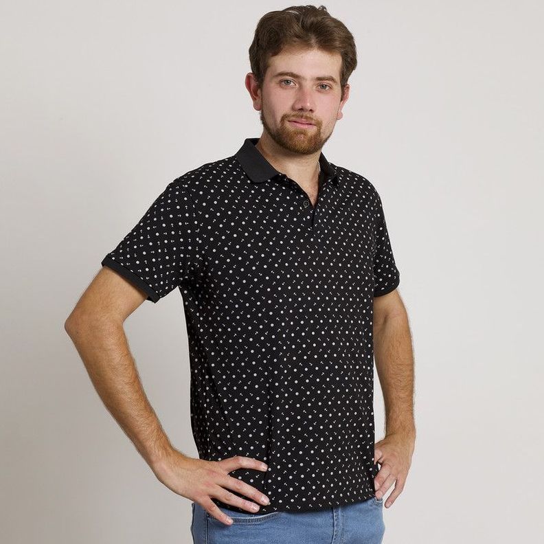 POLERA HOMBRE MC CUELLO POLO NEGRA / ANCLA-3