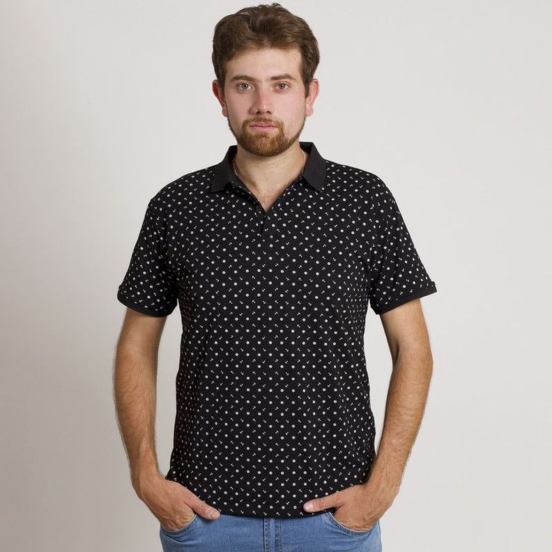 POLERA HOMBRE MC CUELLO POLO NEGRA / ANCLA-0