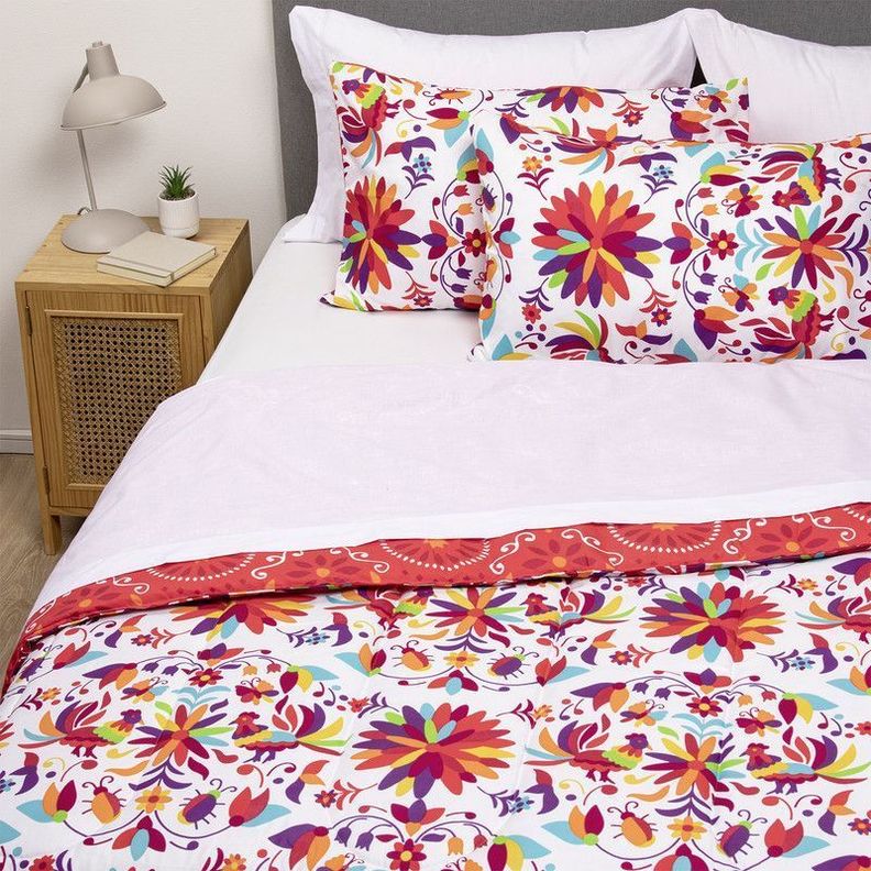 COMBO 4 PLUMON MEXICO REVERSIBLE ROJO 1.5 PLAZAS-4