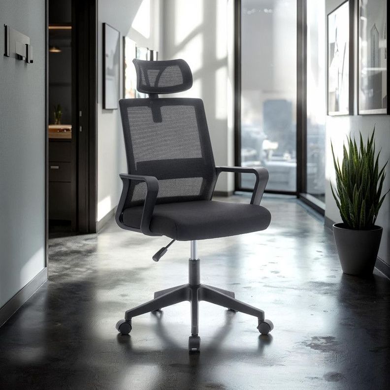SILLA DE OFICINA EJECUTIVA ROMA ERGONOMICA COLOR NEGRO BM-695-1