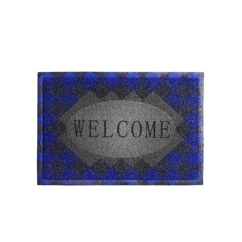 LIMPIAPIES WELCOME CUADROS AZUL GRIS 60x40 cm ARTHOME-0