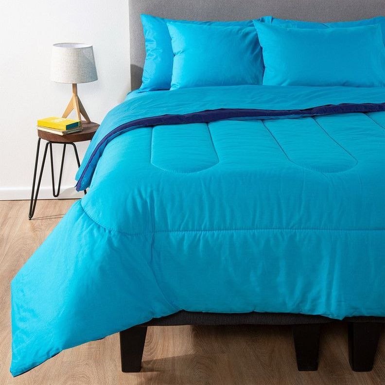 COMBO 49 PLUMON BICOLOR AZUL CELESTE 2 PLAZAS-3