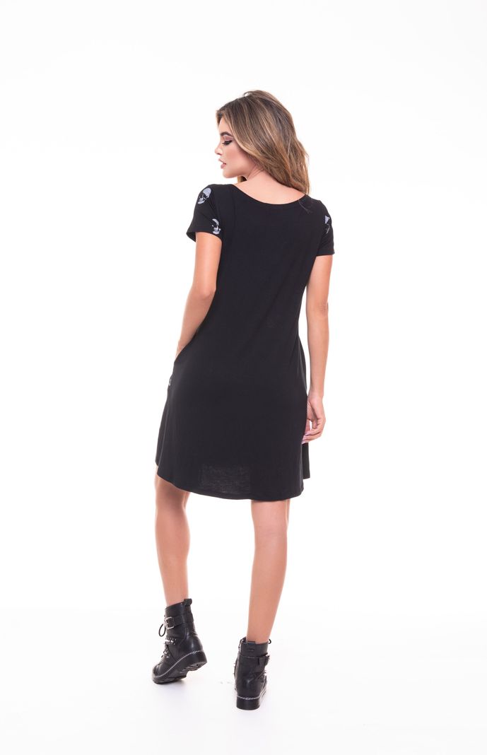 VESTIDO CORTO CON BOLSILLO SMALL SKULL BLACK RC-1-3