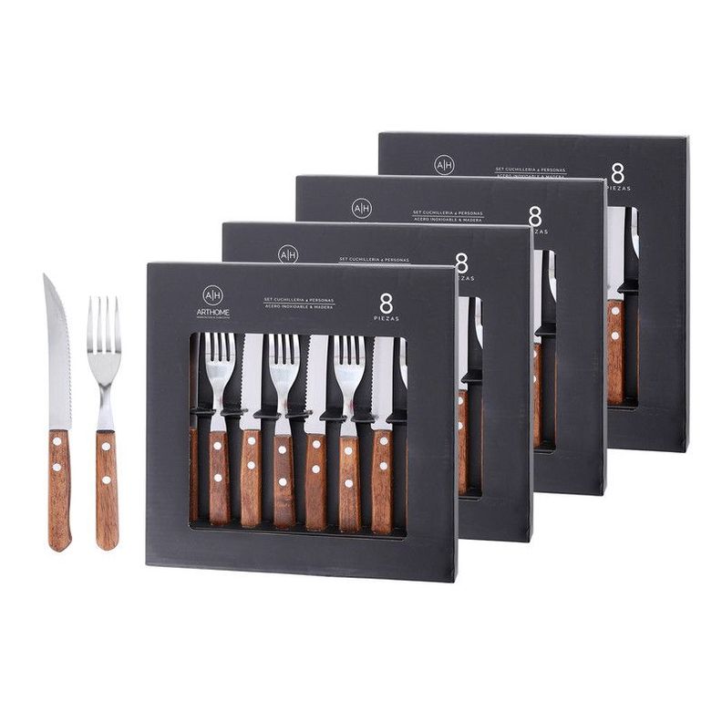 Set Parrilla 32 Piezas Cubiertos Acero Inoxidable Arthome PAR69-0
