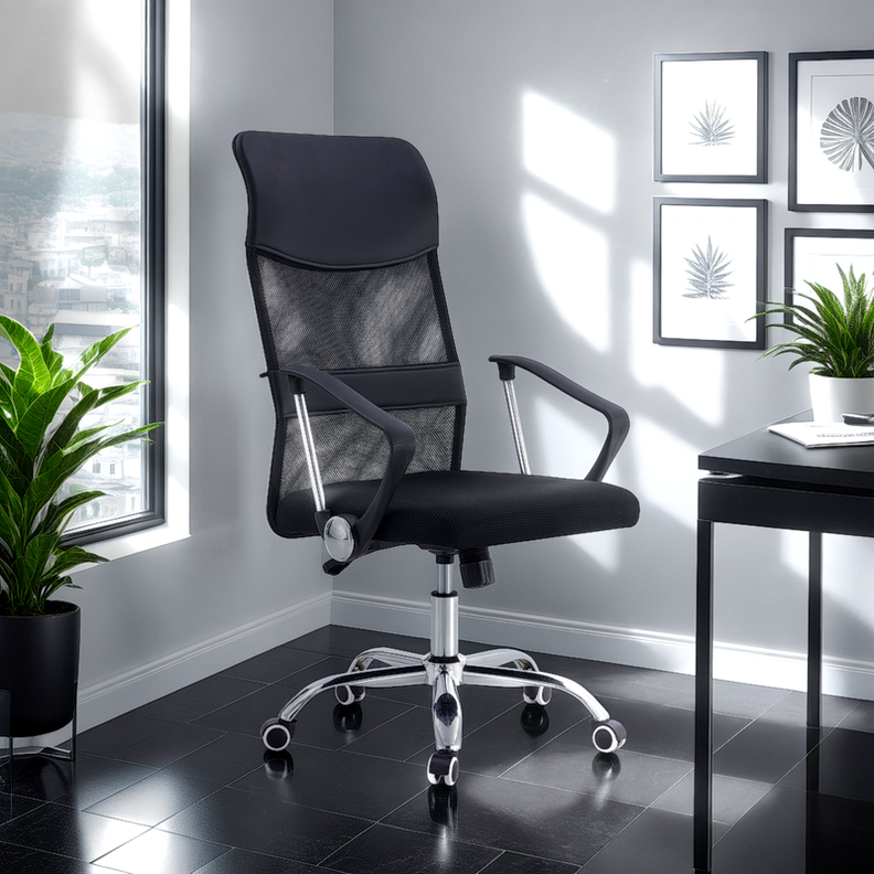 SILLA DE OFICINA EJECUTIVA LONDRES ERGONOMICA COLOR NEGRO BM-526-1