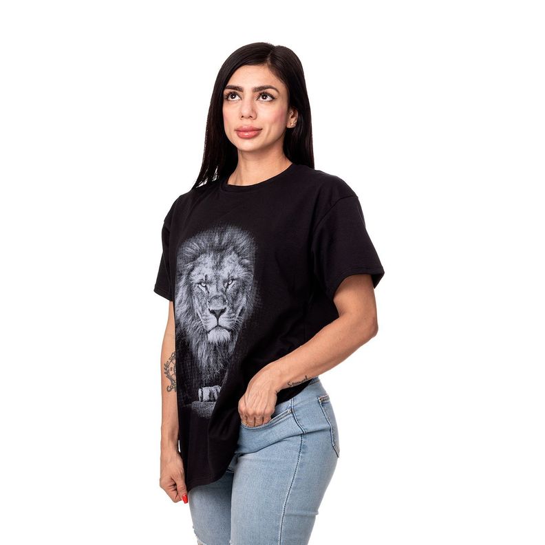 POLERA MUJER OVERSIZE ESTAMPADO KING LION NEGRO SIGEL-1