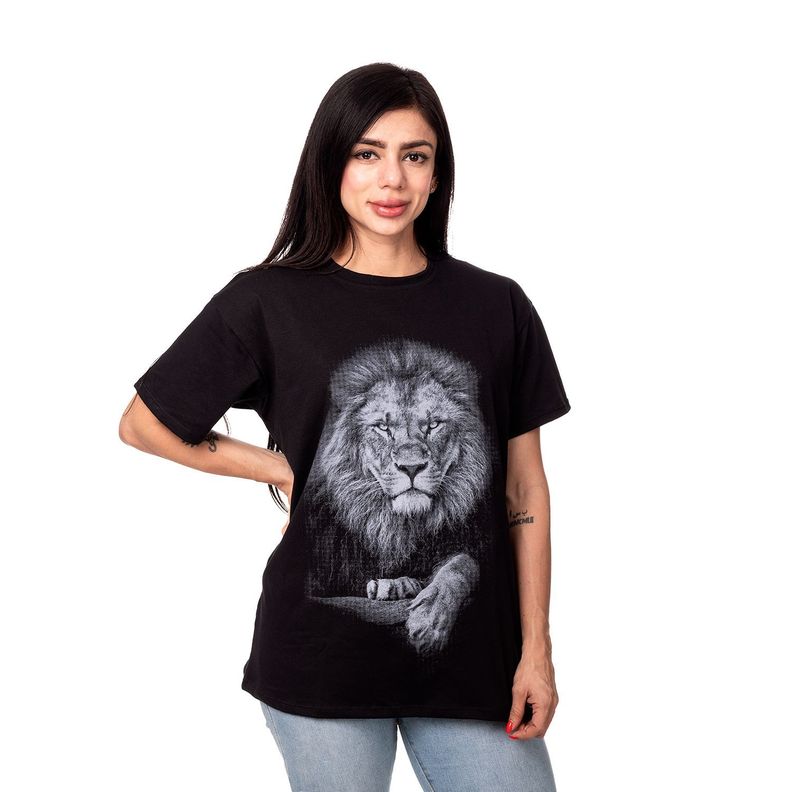 POLERA MUJER OVERSIZE ESTAMPADO KING LION NEGRO SIGEL-2