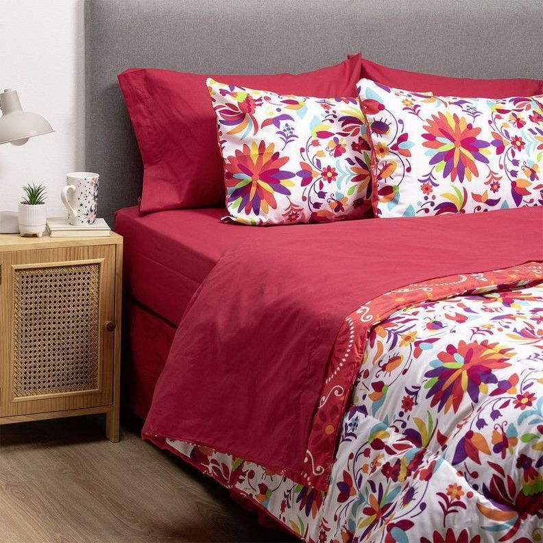 COMBO 10 PLUMON MEXICO REVERSIBLE ROJO 1.5 PLAZAS-2