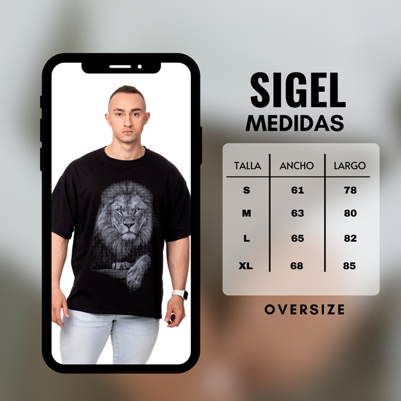 POLERA HOMBRE OVERSIZE ESTAMPADO KING LION NEGRO SIGEL-4