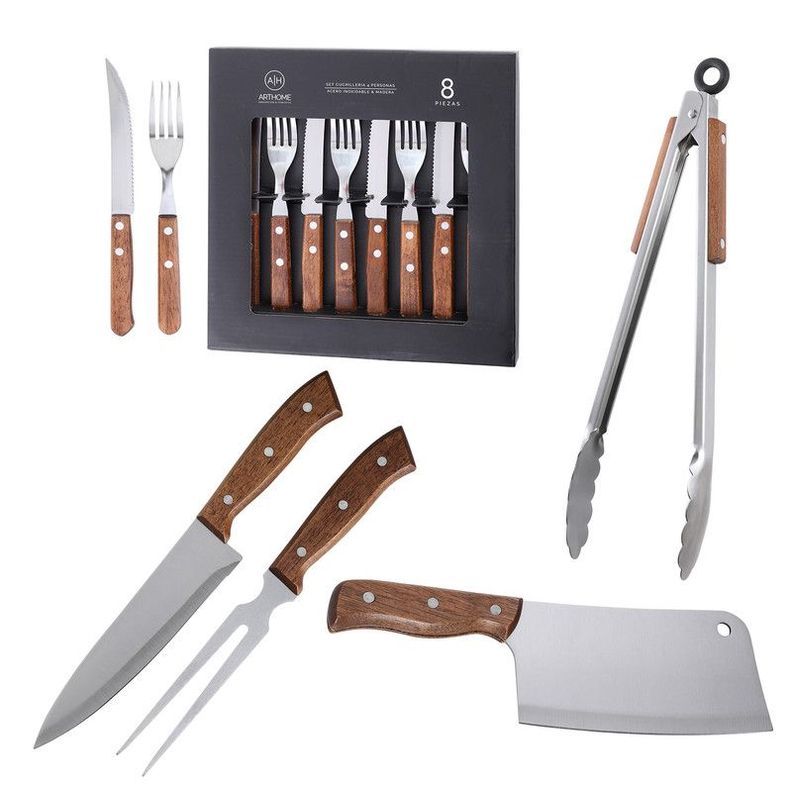 Set Parrilla 12 Piezas Acero Inoxidable Arthome PAR36-0
