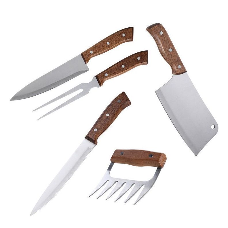 Set Parrillero 5 Piezas Arthome Acero Inoxidable con Hacha y Garra de Oso