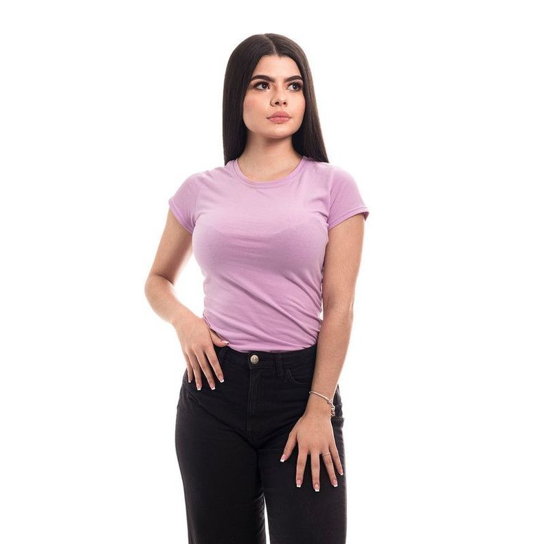 POLERA MUJER CUELLO REDONDO MANGA CORTA LILA-1