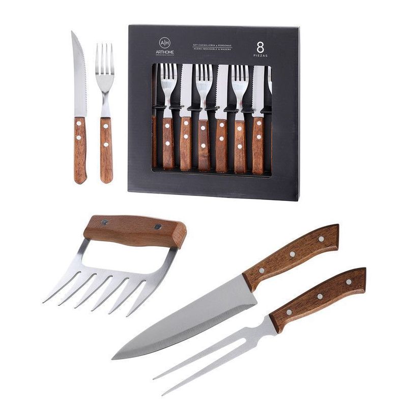 Set Parrillero 11 Piezas Arthome Acero Inoxidable con Garra de Oso
