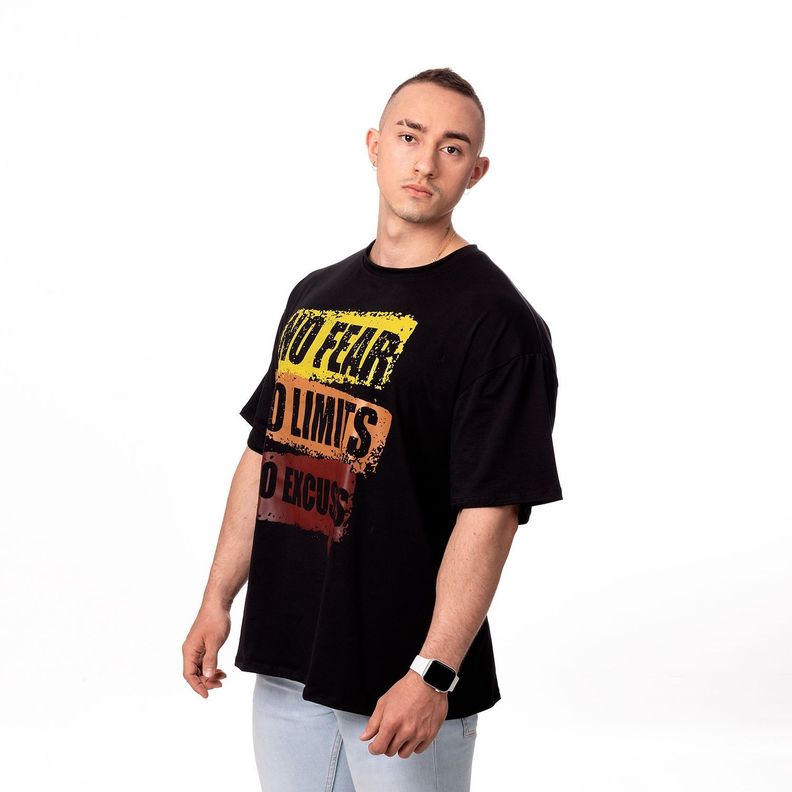 POLERA HOMBRE OVERSIZE ESTAMPADO URBAN NEGRO SIGEL-1