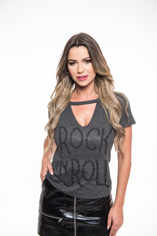 POLERA CHOKER PEDRERIA ROCK LETTERS GRAY RC-13-0