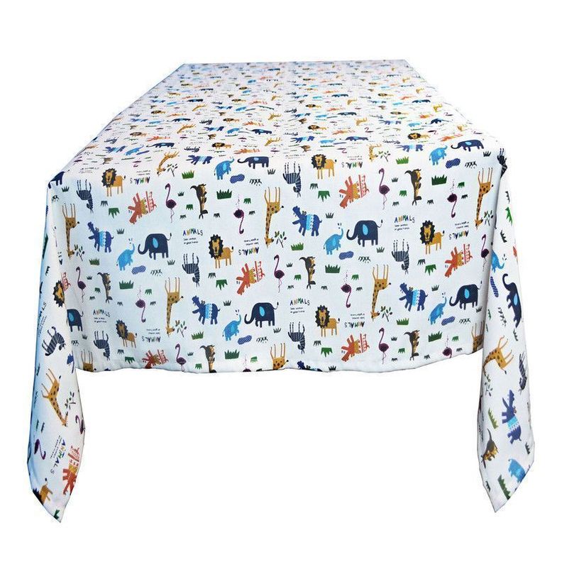 Mantel Cuadrado animalitos fondo blanco 150 cm x 150 cm-0
