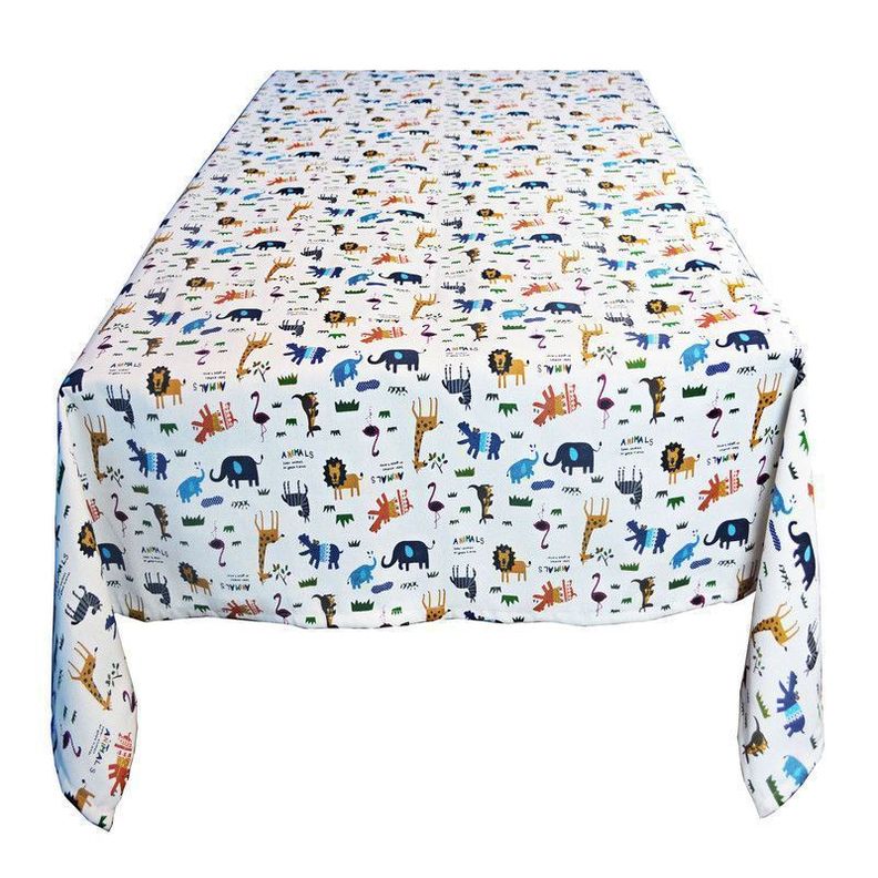 Mantel Cuadrado animalitos fondo blanco 150 cm x 150 cm-2