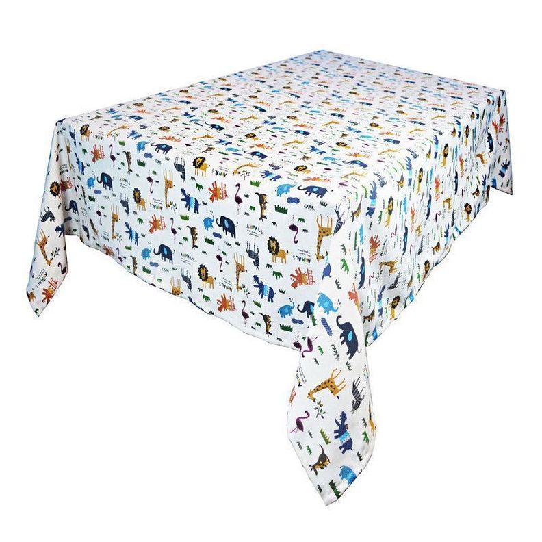 Mantel Cuadrado animalitos fondo blanco 150 cm x 150 cm-1