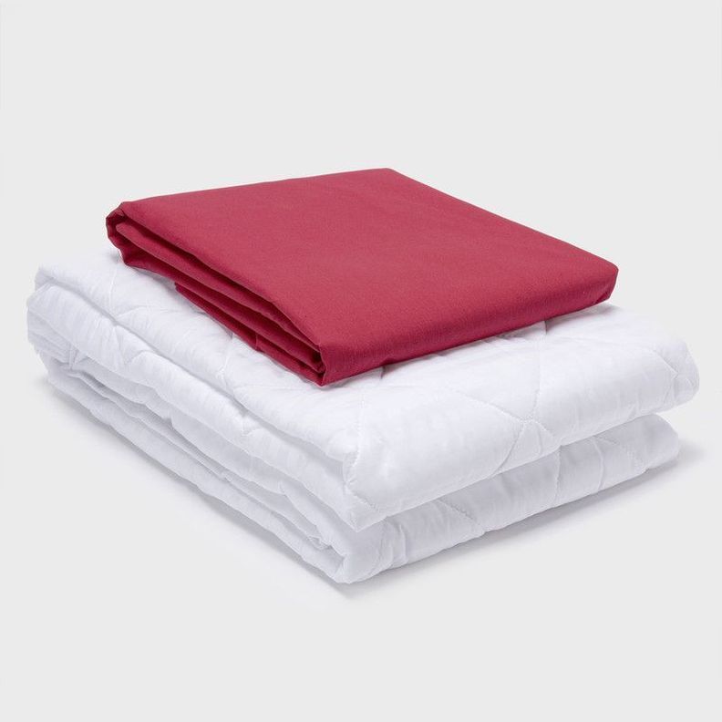 COMBO SABANA ROJA + CUBRECOLCHON 1,5 PLAZAS-0