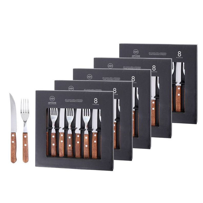 Set Parrilla 40 Piezas Cubiertos Acero Inoxidable Arthome PAR70-0