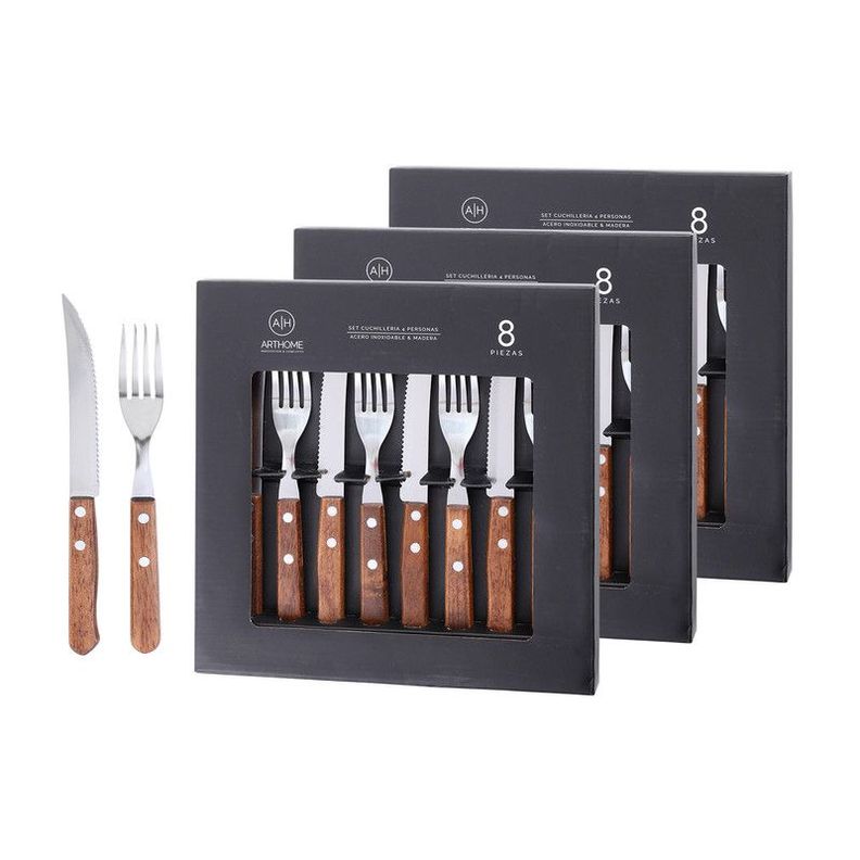 Set Parrilla 24 Piezas Cubiertos Acero Inoxidable Arthome PAR68-0
