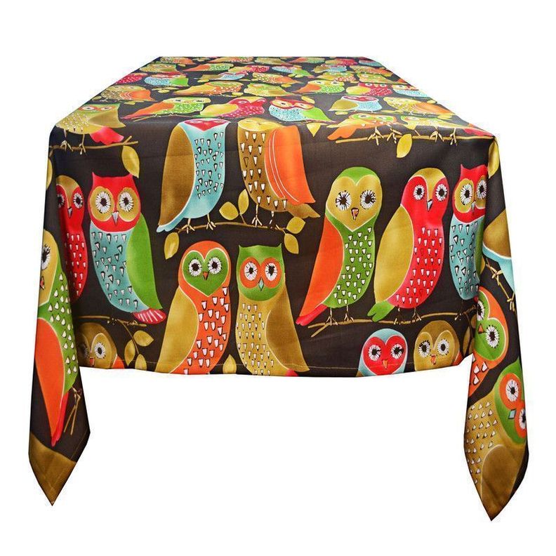 Mantel Rectangular buho fondo negro 200 cm x 150 cm-0