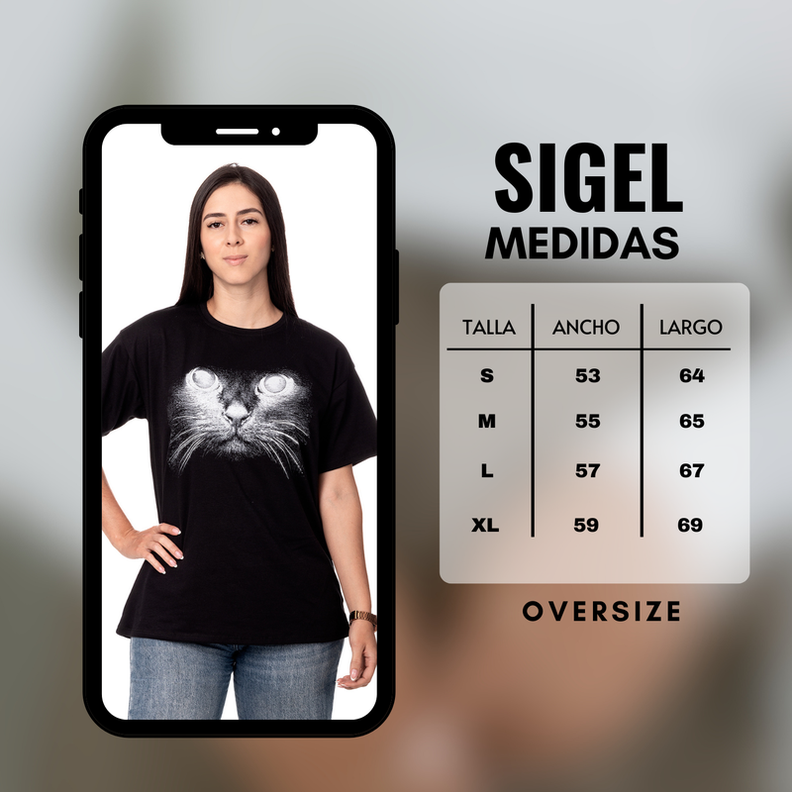 POLERA MUJER OVERSIZE ESTAMPADO CAT NEGRO SIGEL-3