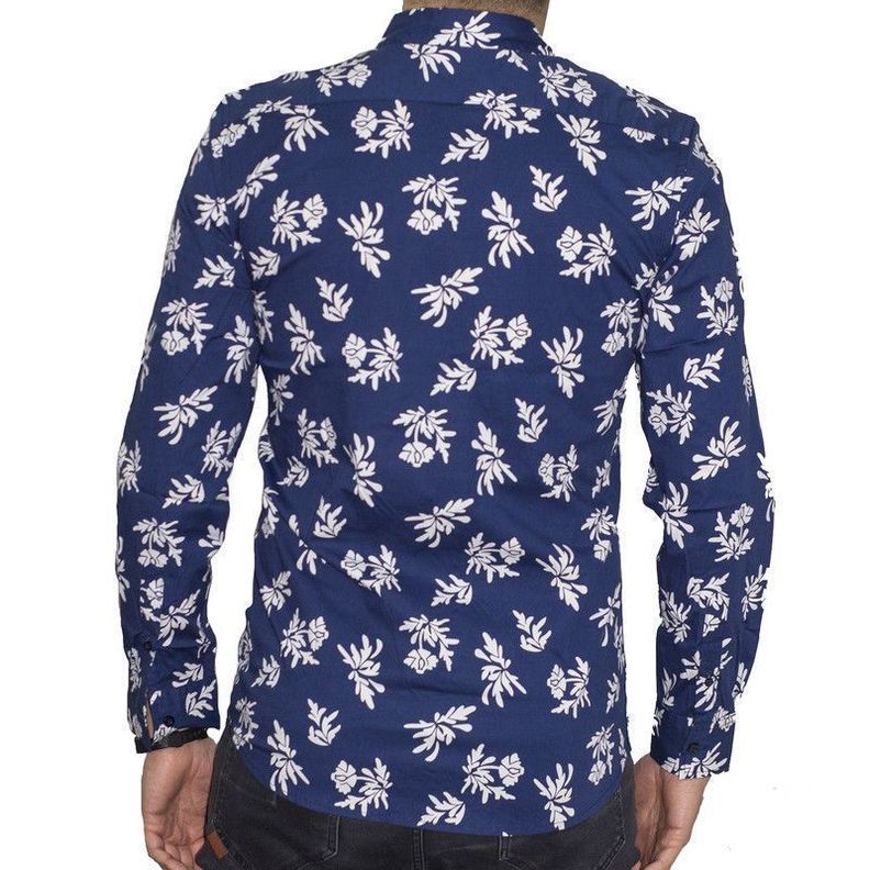 CAMISA  HAWAIANA DIABOLO SLIM FIT MANGA LARGA AZUL-1