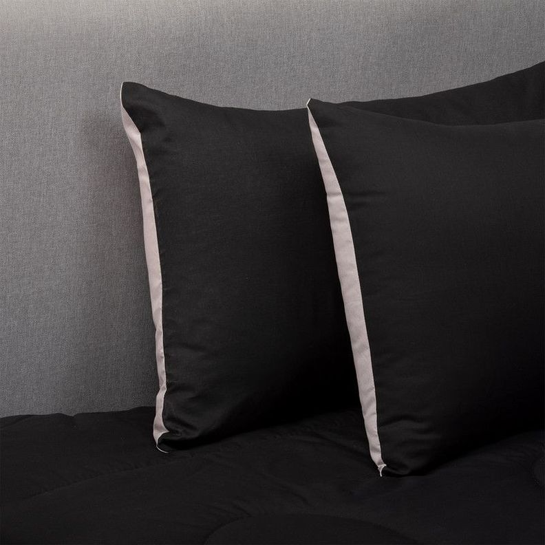 Plumon Negro Gris 2 Pl + Pack Almohadas Negra Arthome-7