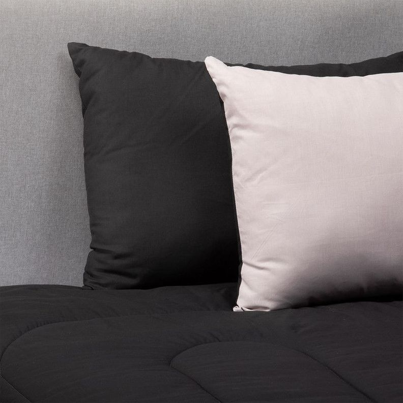 Plumon Negro Gris 2 Pl + Pack Almohadas Negra Arthome-6