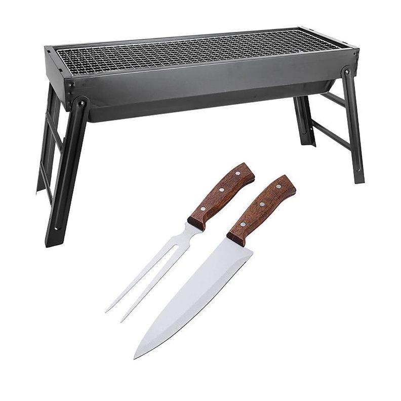 SET PARRILLA BBQ PORTATIL PARA CARBON + 2 PIEZAS AH18-0