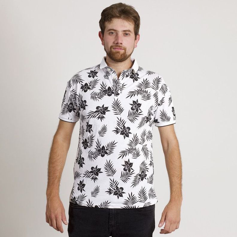 POLERA HOMBRE HAWAIANA MC CUELLO POLO BLANCA-0