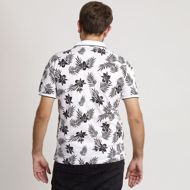 POLERA HOMBRE HAWAIANA MC CUELLO POLO BLANCA-4