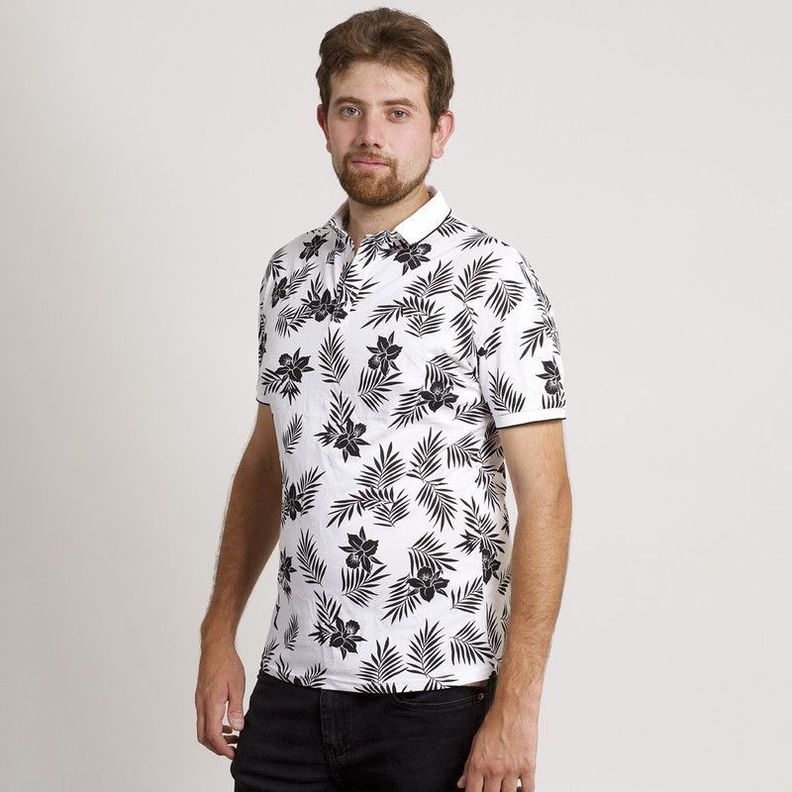 POLERA HOMBRE HAWAIANA MC CUELLO POLO BLANCA-3
