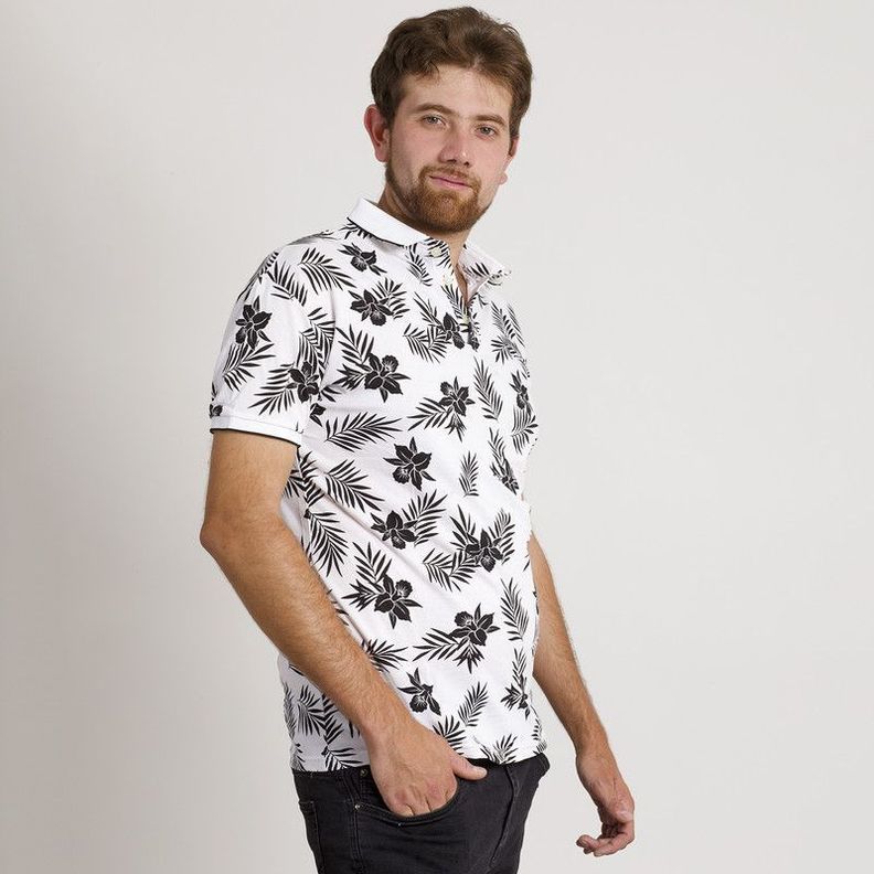 POLERA HOMBRE HAWAIANA MC CUELLO POLO BLANCA-1
