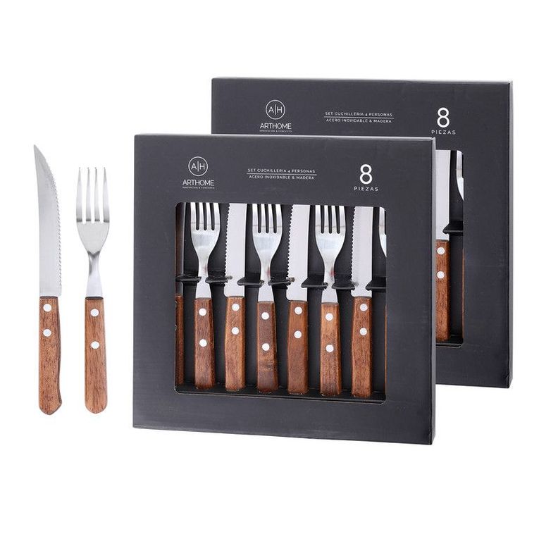 Set Parrilla 16 Piezas Cubiertos Acero Inoxidable Arthome PAR67-0