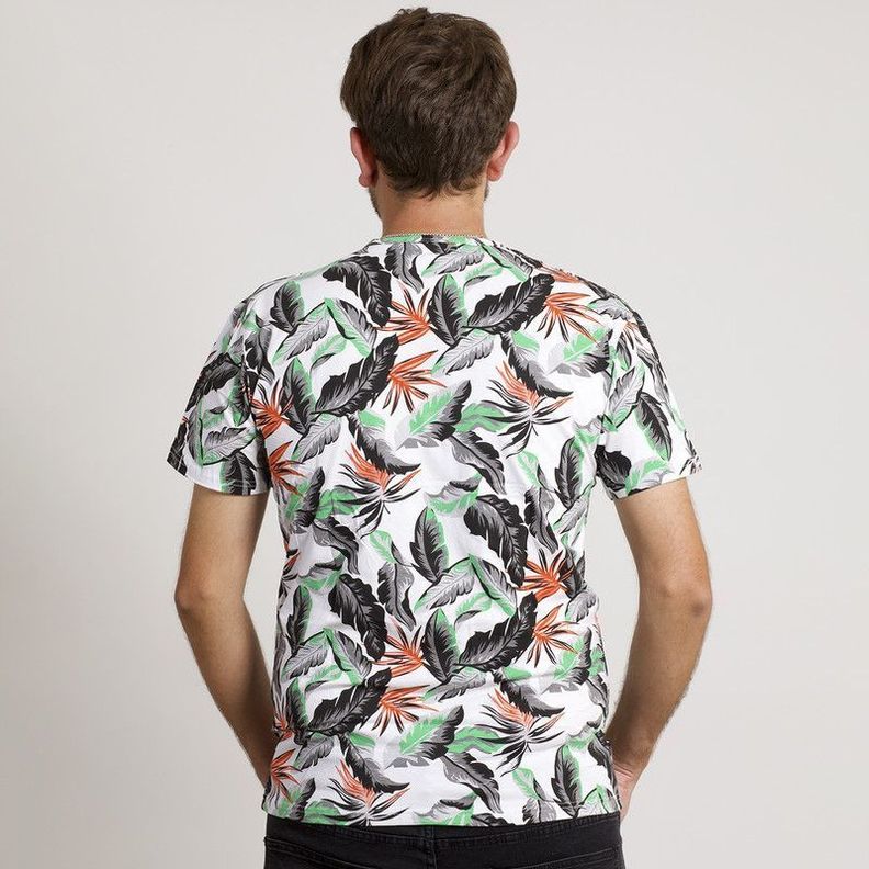 POLERA HOMBRE HAWAIANA MANGA CORTA BLANCA-4