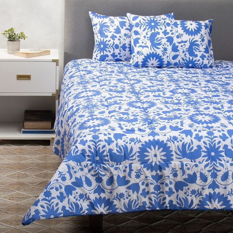 Plumon Mexico Azul 2 Pl + Pack Almohadas Negra Arthome-2