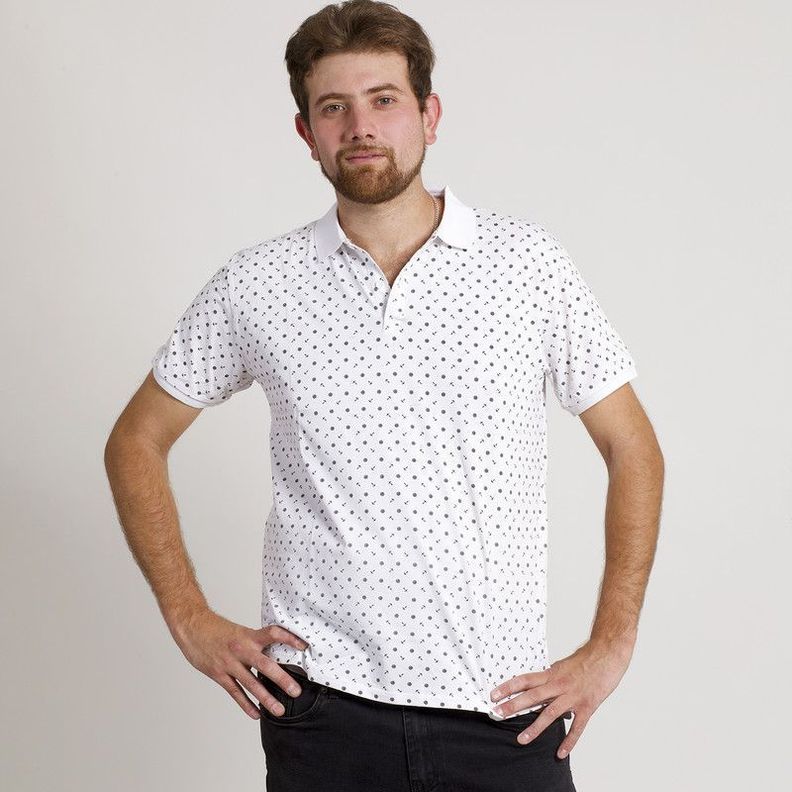 POLERA HOMBRE MC CUELLO POLO BLANCA/ANCLA-0
