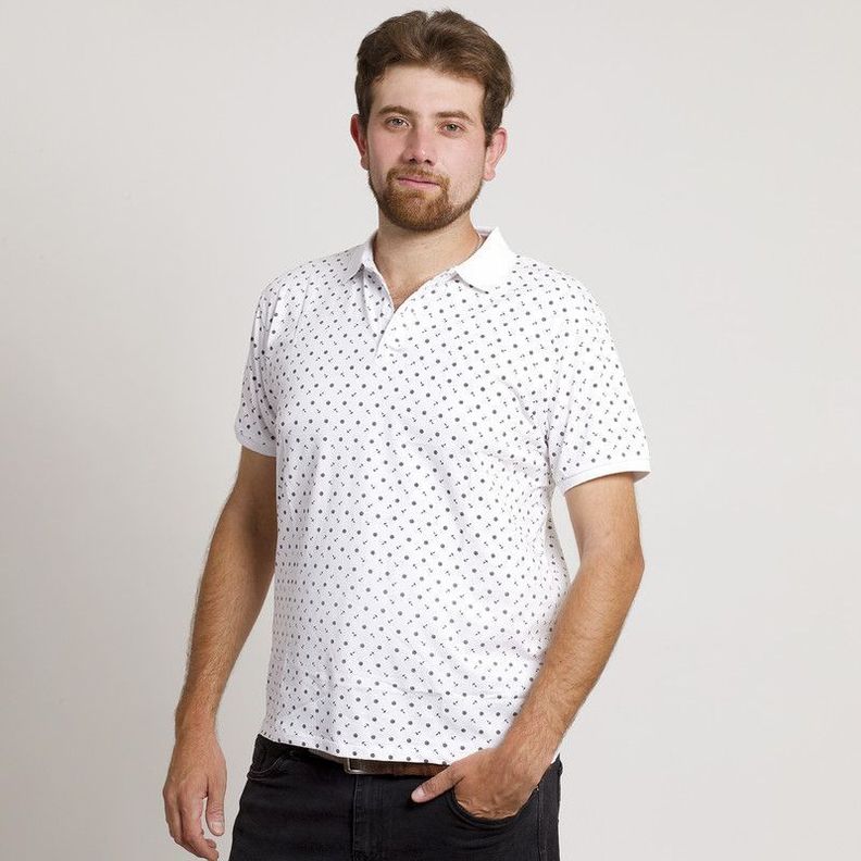 POLERA HOMBRE MC CUELLO POLO BLANCA/ANCLA-1