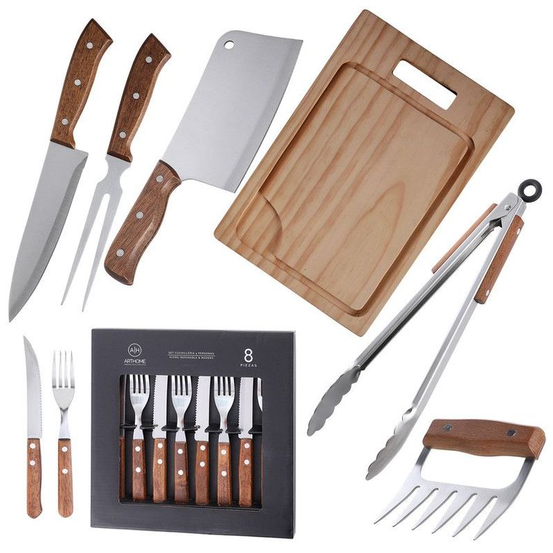 Set Parrilla 14 Piezas Acero Inoxidable Arthome PAR49-0