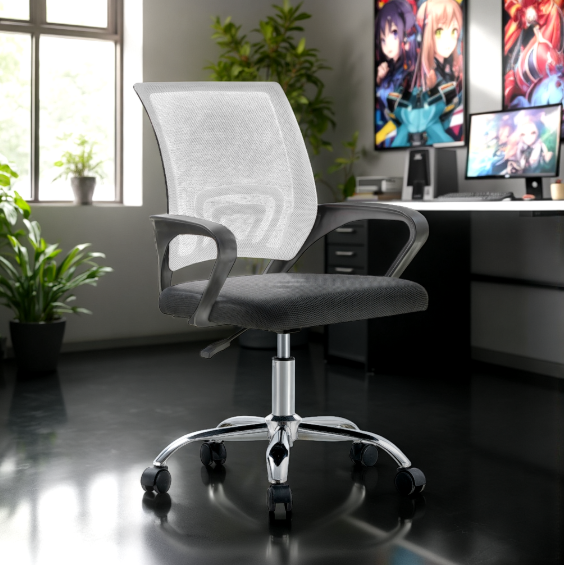 SILLA DE OFICINA EJECUTIVA NUEVA YORK ERGONOMICA RESPALDO MALLA BLANCA BM-520MW-1