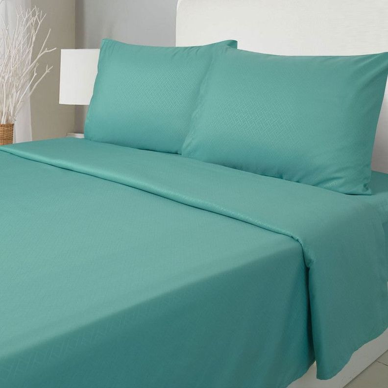 JUEGO DE SABANAS ARTHOME 1.5 PLAZAS TURQUESA CON RELIEVE - MICROFIBRA 80G