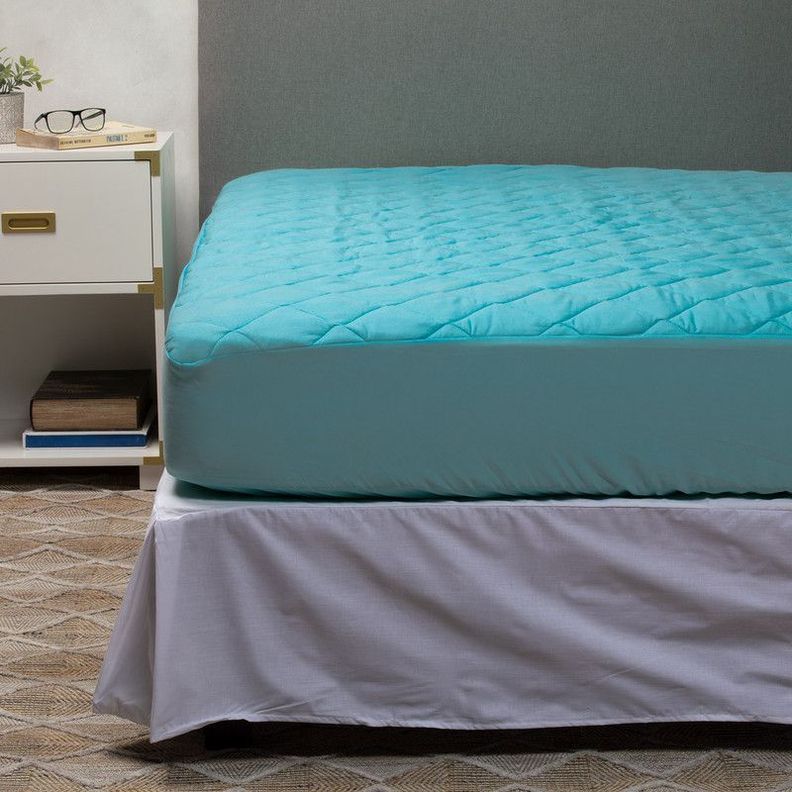 Cubrecolchon Turquesa + Faldon Blanco Arthome King-0