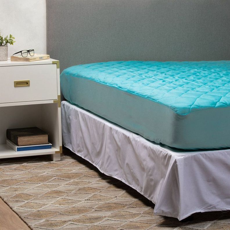 Cubrecolchon Turquesa + Faldon Blanco Arthome King-1