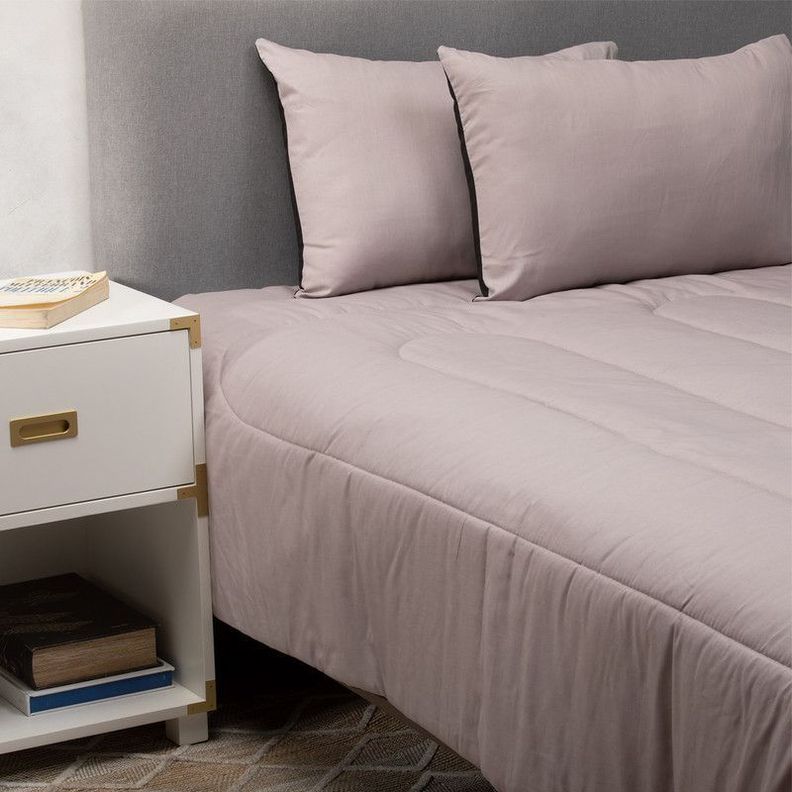 Plumon Gris Negro 2 Pl + Pack Almohadas Gris Arthome-2