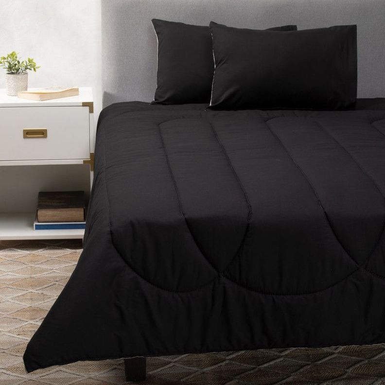 Plumon Gris Negro 2 Pl + Pack Almohadas Gris Arthome-5