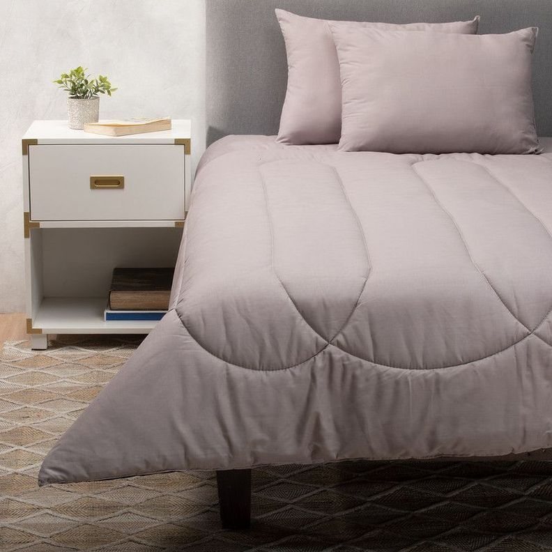 Plumon Gris Negro 2 Pl + Pack Almohadas Gris Arthome-0